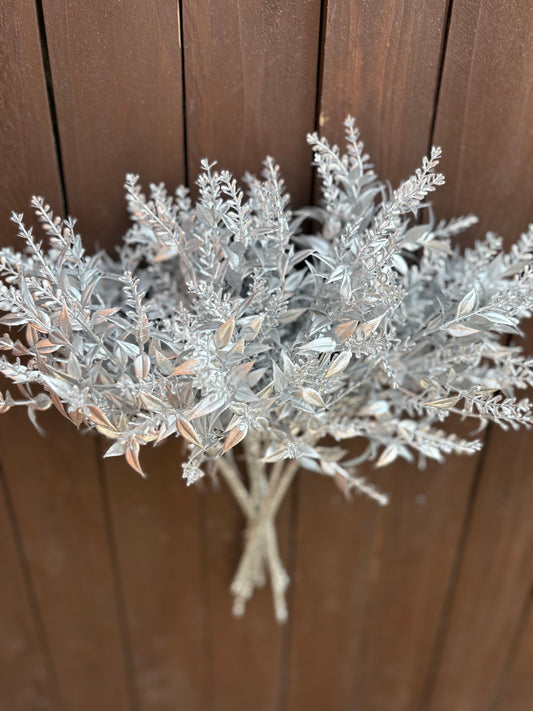 METALLIC HARVEST LEAF SPRIG SILVER (10pcs)