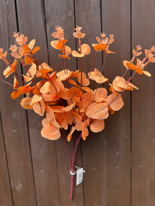 50cm 16 STEM EUCALYPTUS BUSH ORANGE