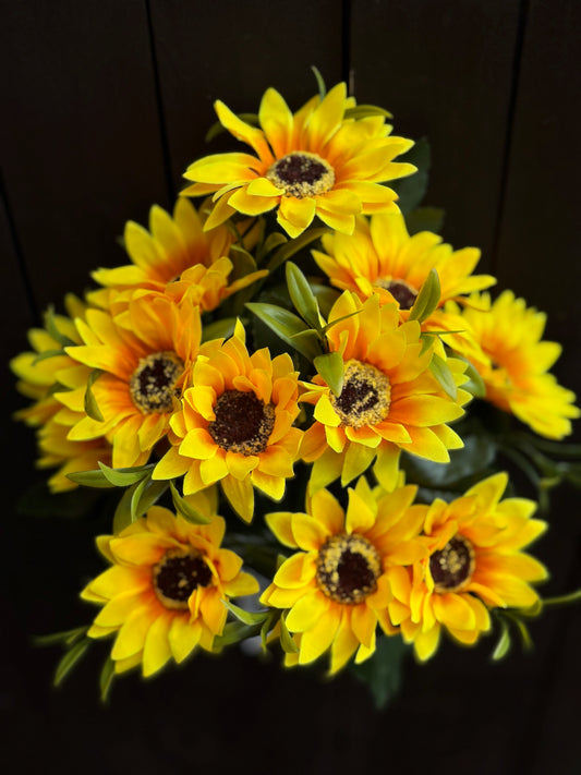 38CM 12 HEAD SPIKY SUNFLOWER BUNCH YELLOW