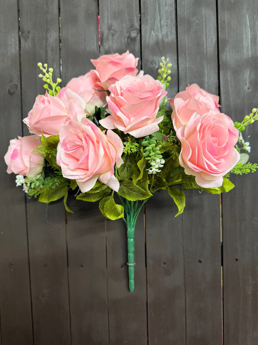 10 HEAD DELUXE ROSE BUNCH CANDY PINK
