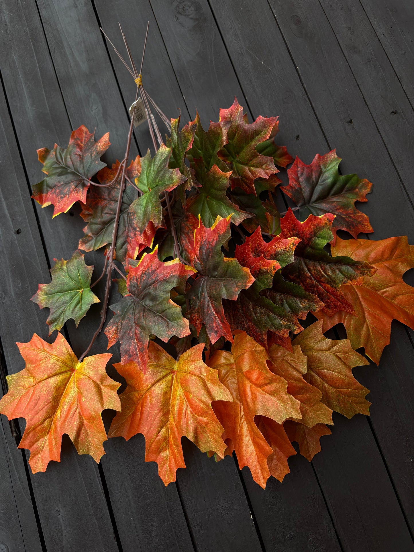 66cm MAPLE LEAF SPRAY GREEN/BROWN/ORANGE x 6pcs