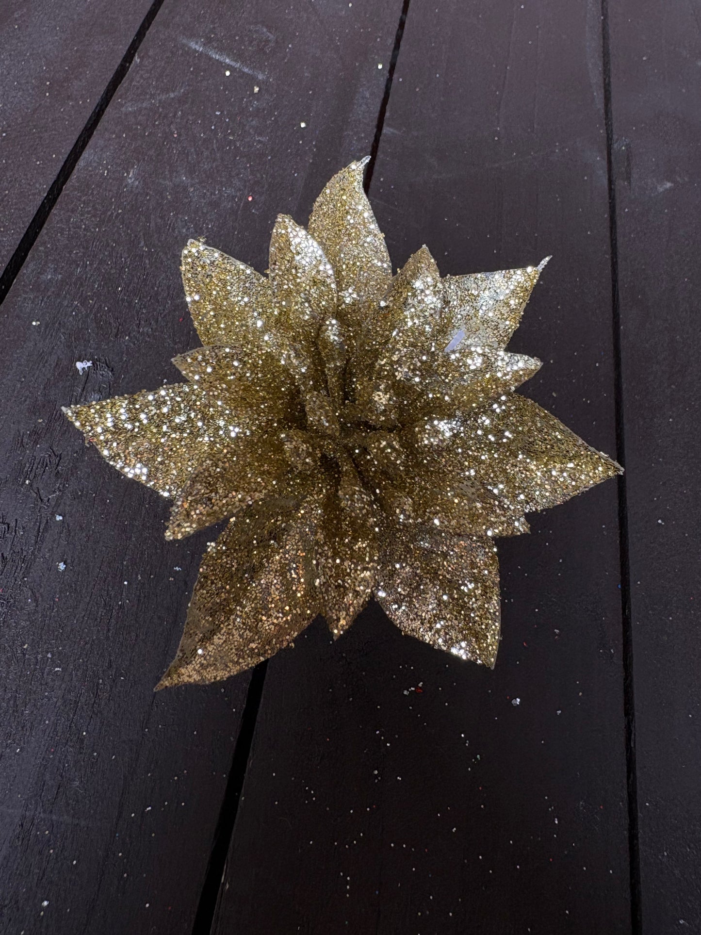 BAG 12cm SINGLE POINSETTIA x 12pcs GOLD