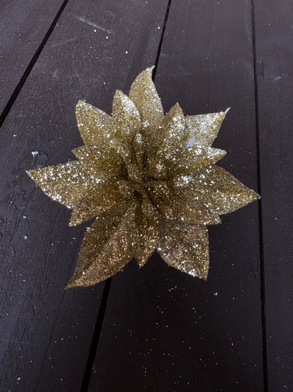 BAG 12cm SINGLE POINSETTIA x 12pcs GOLD