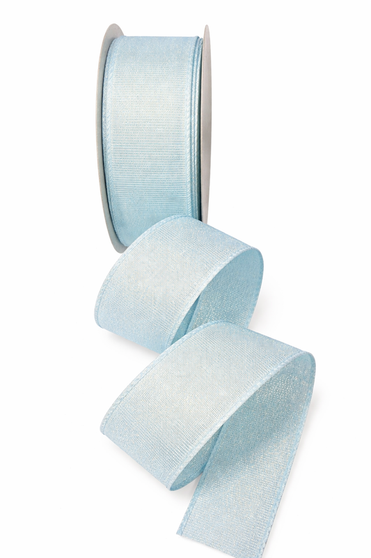 1.5inch WIRED BABY BLUE SHIMMER RIBBON - SOLD PER 5 METRE
