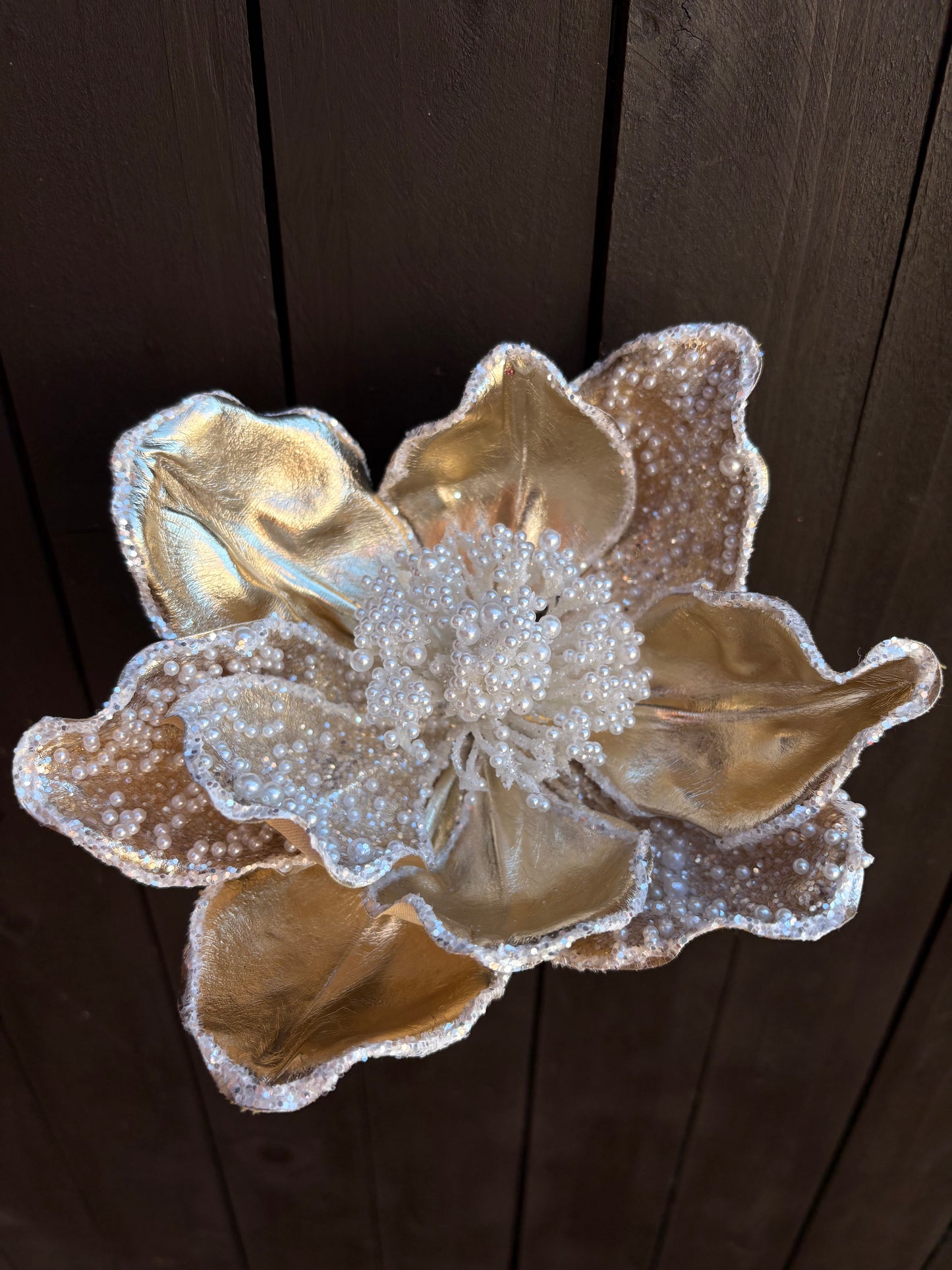 20cm DELUXE METALLIC PEARL POINSETTIA GOLD