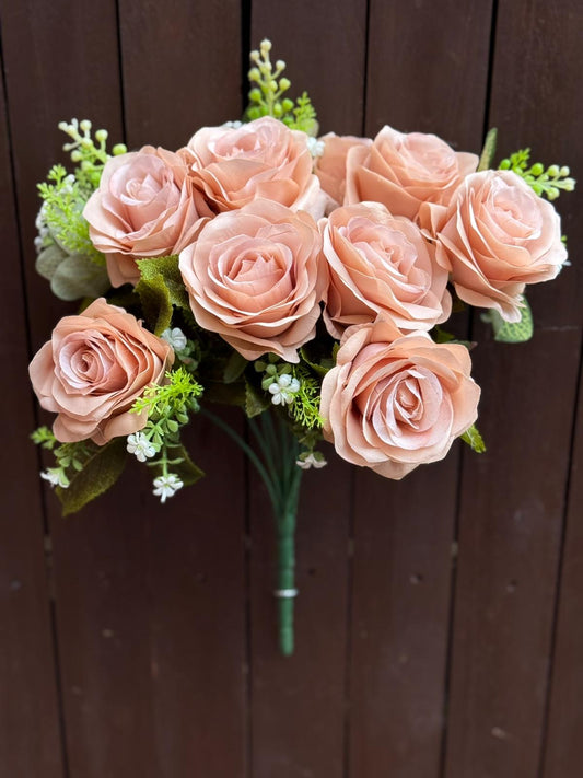 10 HEAD DELUXE ROSE BUNCH BLUSH