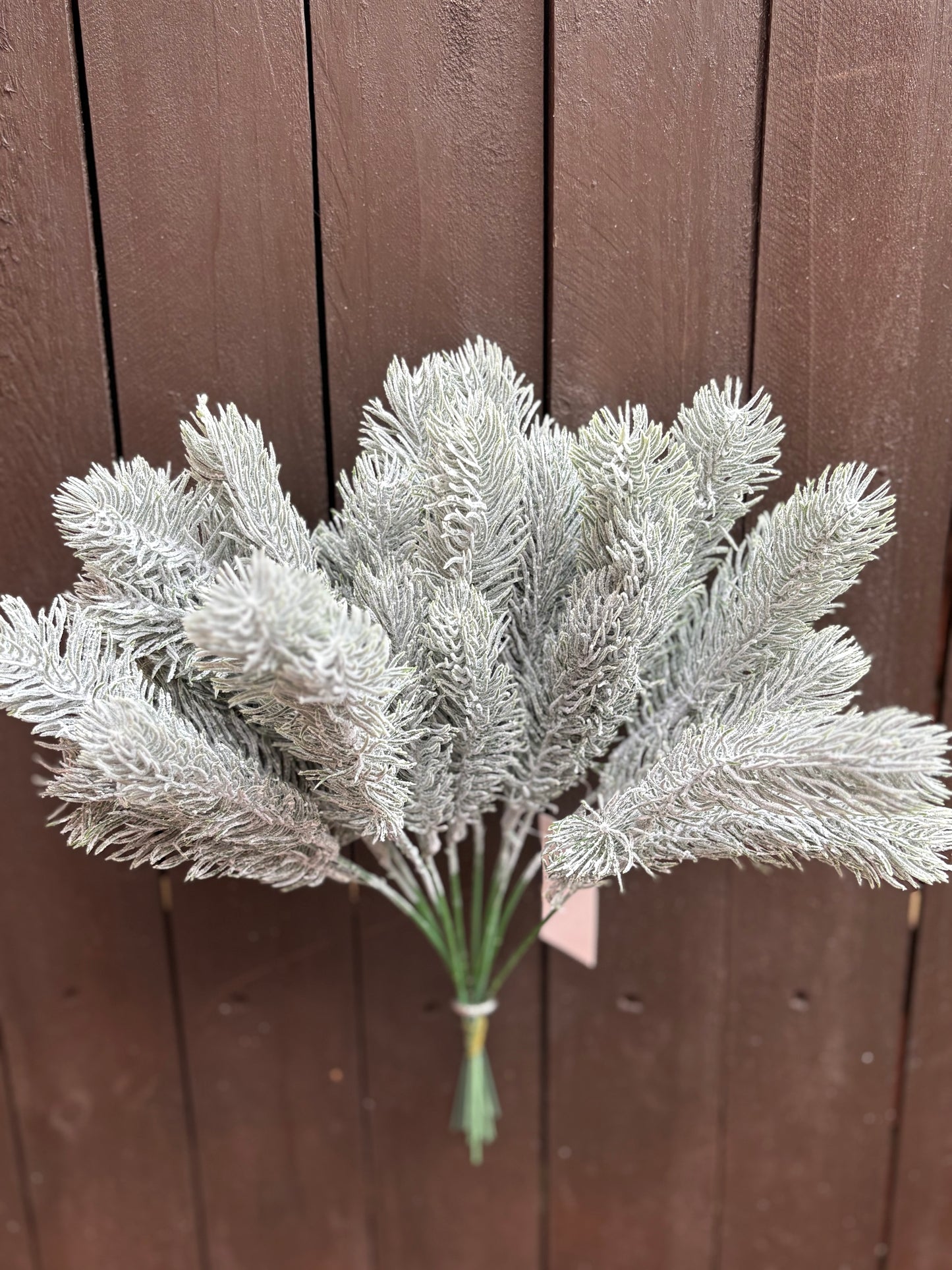 30cm FLOCKED PINE SPRAY GREEN x 12pcs