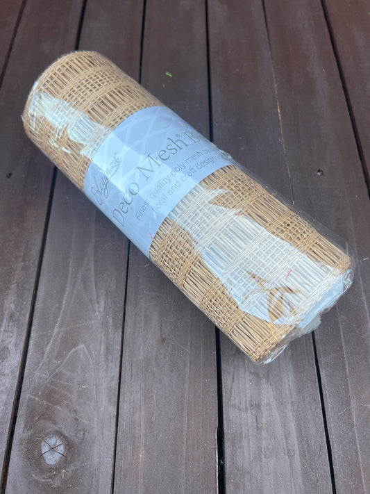 DECO MESH BURLAP STRIPE 25cm x 4.57m NATURAL