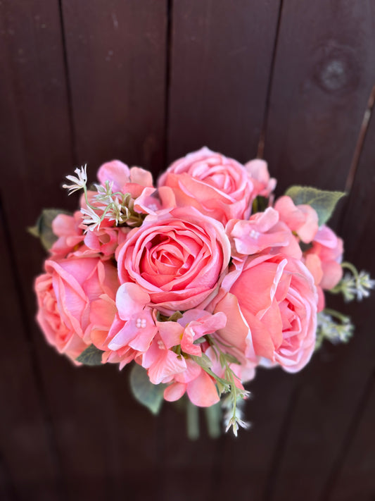 35cm ROSE & HYDRANGEA PINK