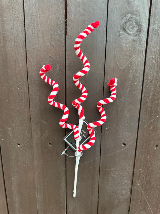 36cm SWIRL CHENILLE PICK RED/WHITE