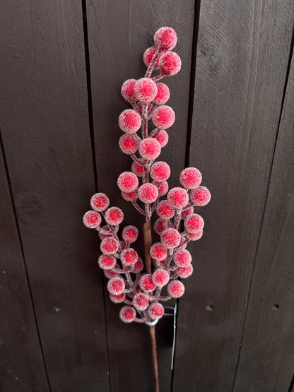 44cm SUGAR FROST BERRY PICK RED