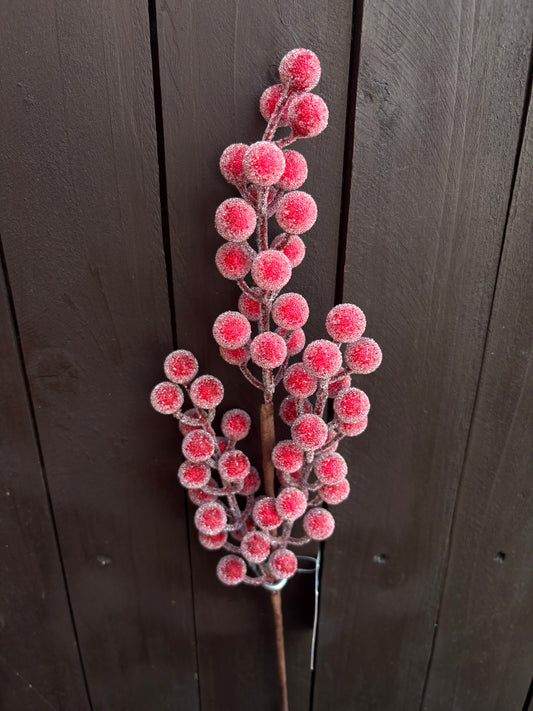 44cm SUGAR FROST BERRY PICK RED
