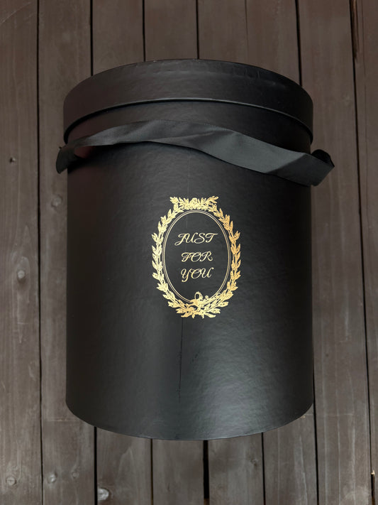 SET OF 3 27cm ROUND FLOWER HAT BOXES BLACK - JUST FOR YOU