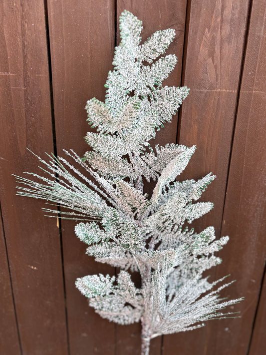 72cm LARGE FROSTED FERN STEM