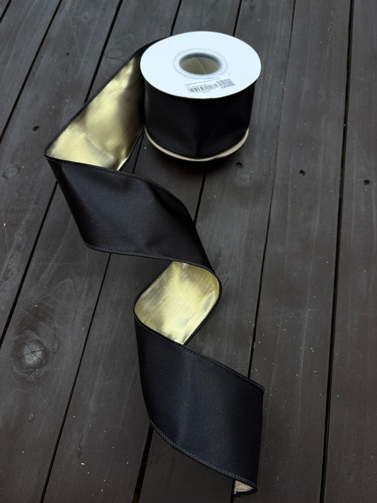 WIRED LUXURY SATIN RIBBON BLACK/GOLD