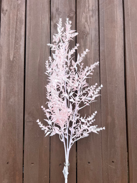 PLASTIC HARVEST LEAVES SPRAY PALE PINK