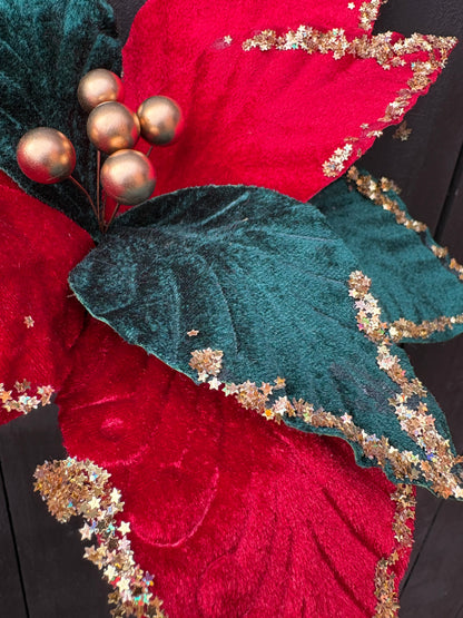 30cm STAR EDGE POINSETTIA RED/GREEN
