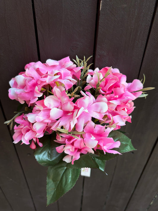 34cm HYACINTH BUSH WITH FOLIAGE PINK