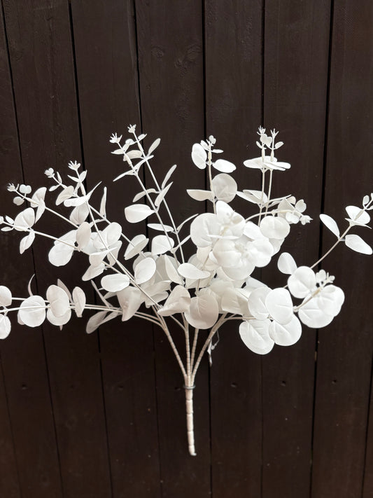 50cm 16 STEM EUCALYPTUS BUSH WHITE