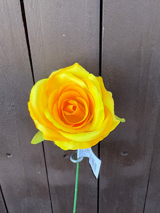 27cm SINGLE OPEN ROSE YELLOW
