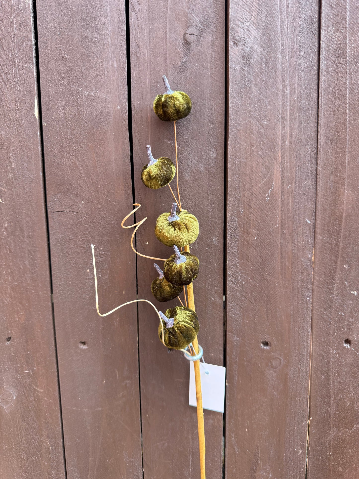 40cm AUTUMN MINI VELVET PUMPKIN SPRAY DARK GREEN
