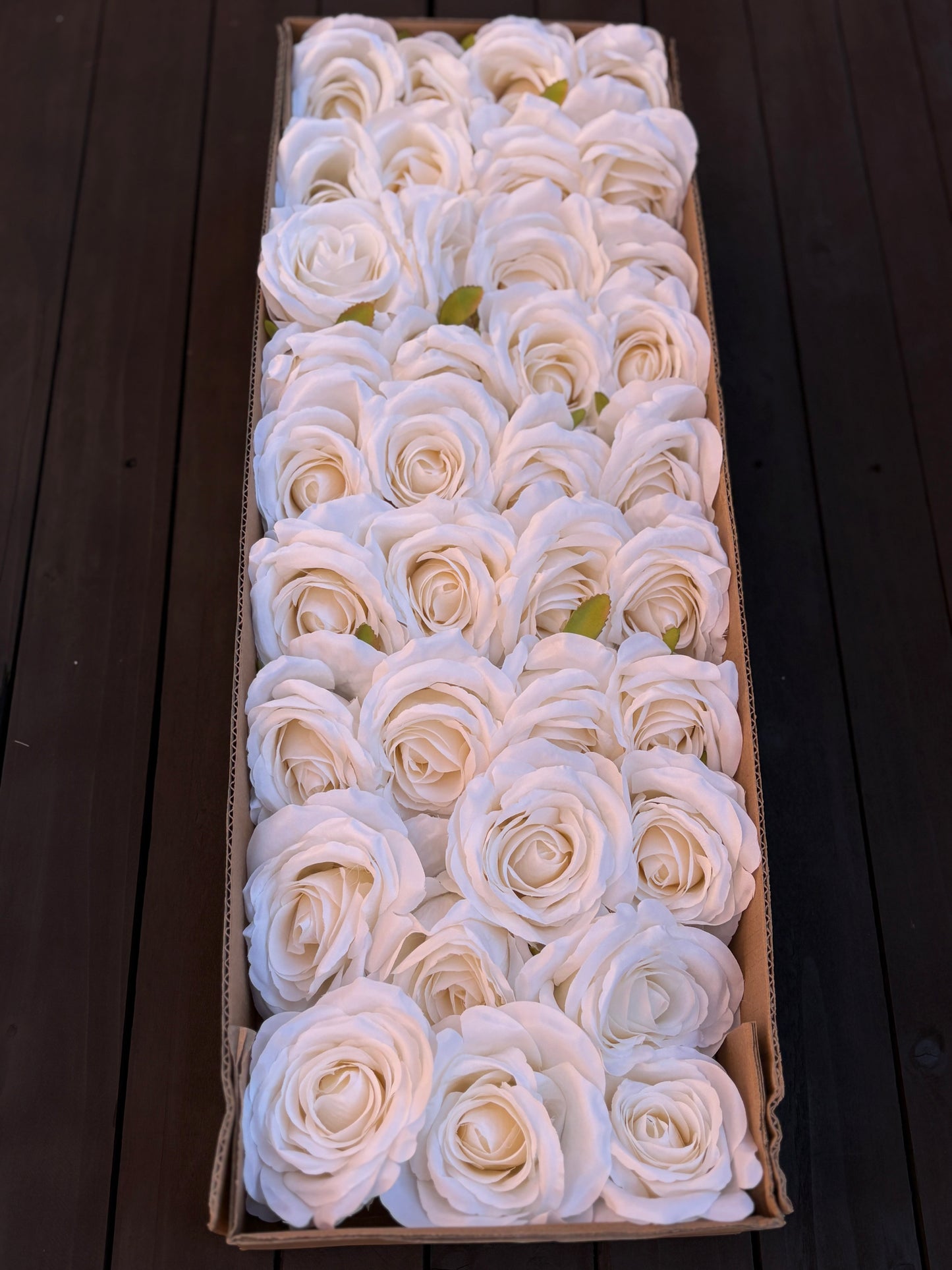 FULL BOX 9cm SINGLE ROSE FLOWER HEAD IVORY x36pcs