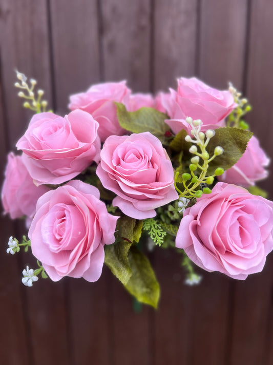 10 HEAD DELUXE ROSE BUNCH VINTAGE PINK