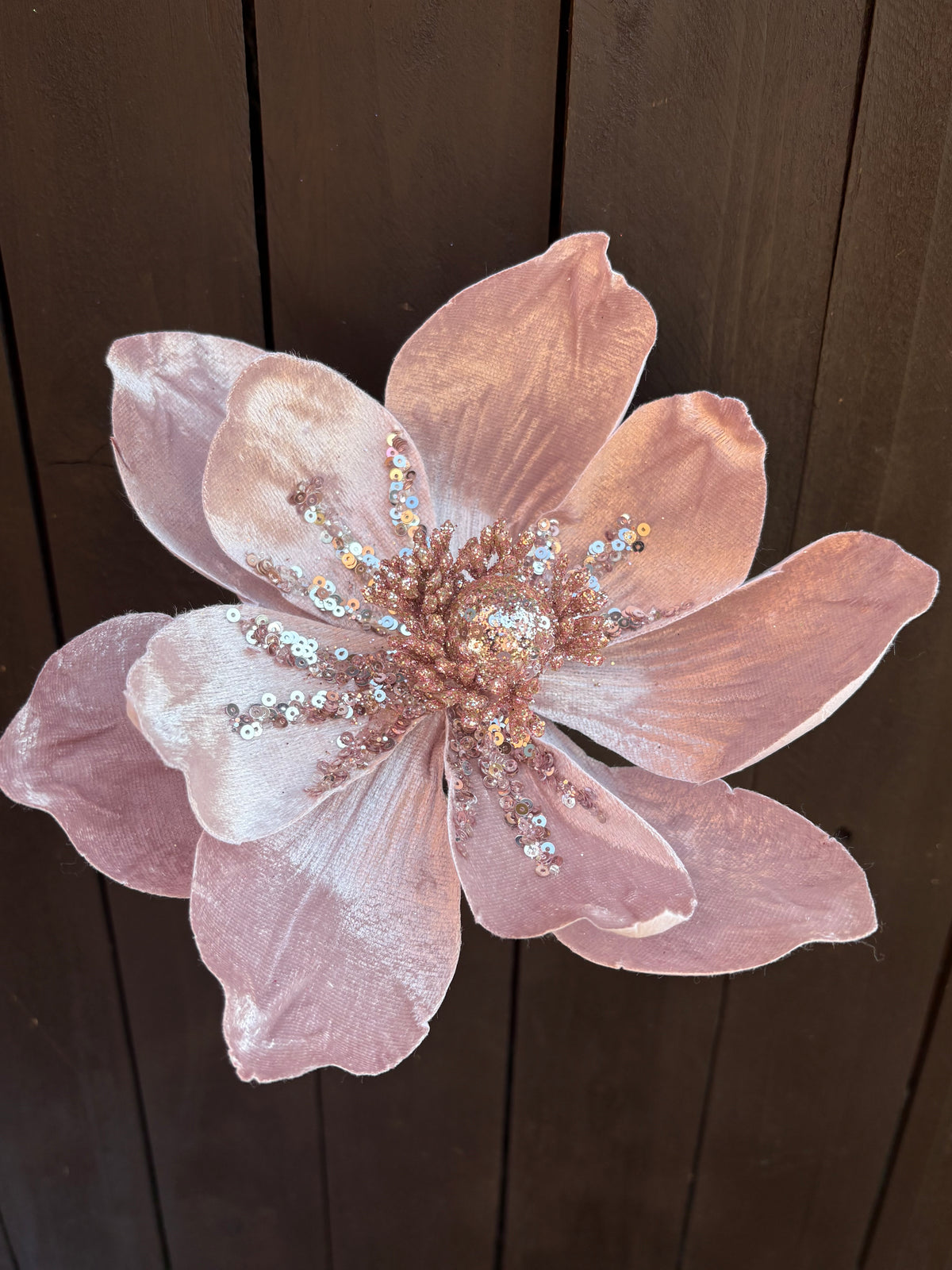24cm SEQUIN POINSETTIA PALE PINK
