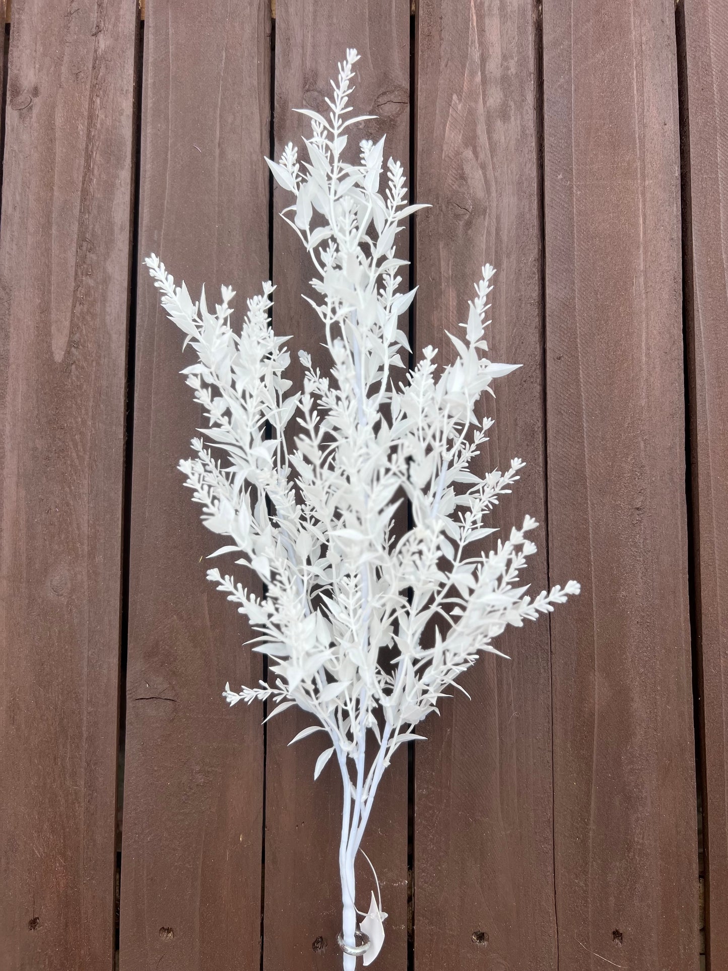 PLASTIC HARVEST LEAVES SPRAY WHITE