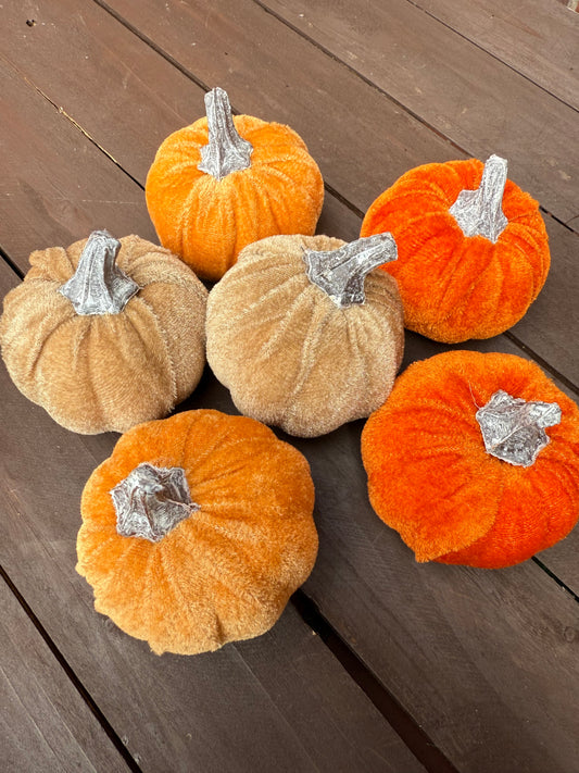 PK6 MEDIUM VELVET PUMPKIN MIXED BAG (MINK, DARK ORANGE, LIGHT ORANGE)