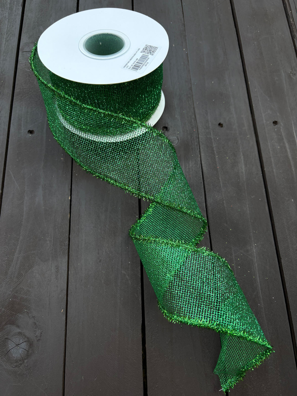 WIRED TINSEL METALLIC RIBBON GREEN