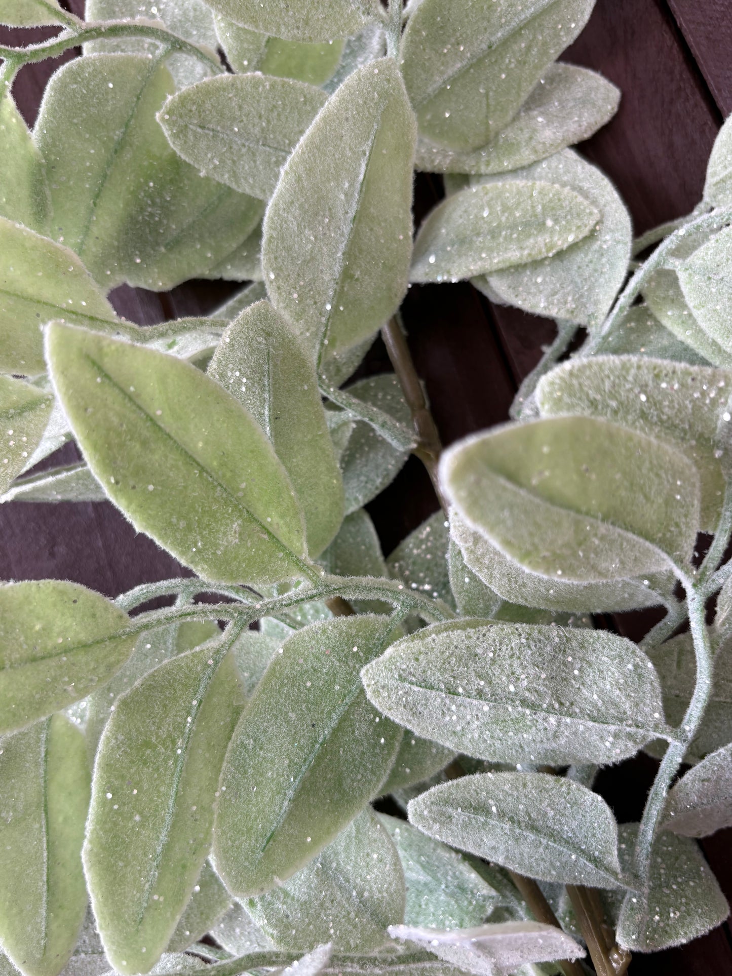 74cm FROSTED SPARKLE SAGE LEAF SPRAY GREEN