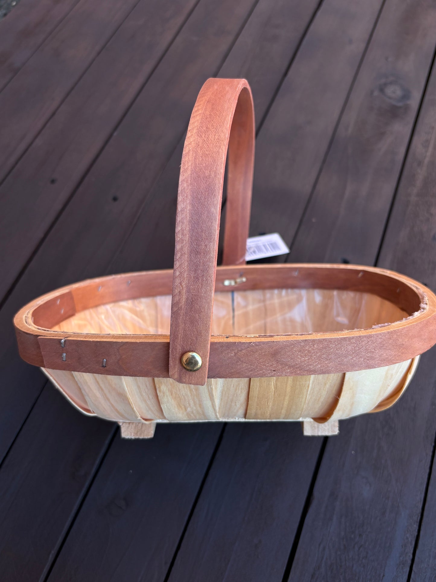25cm OVAL WOODEN TRUG BASKET NATURAL/BROWN