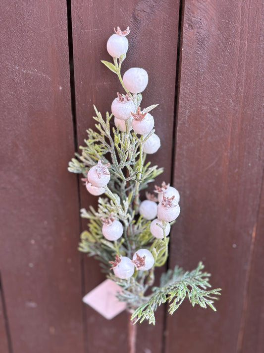 45cm XMAS BERRY & LEAF WHITE PICK