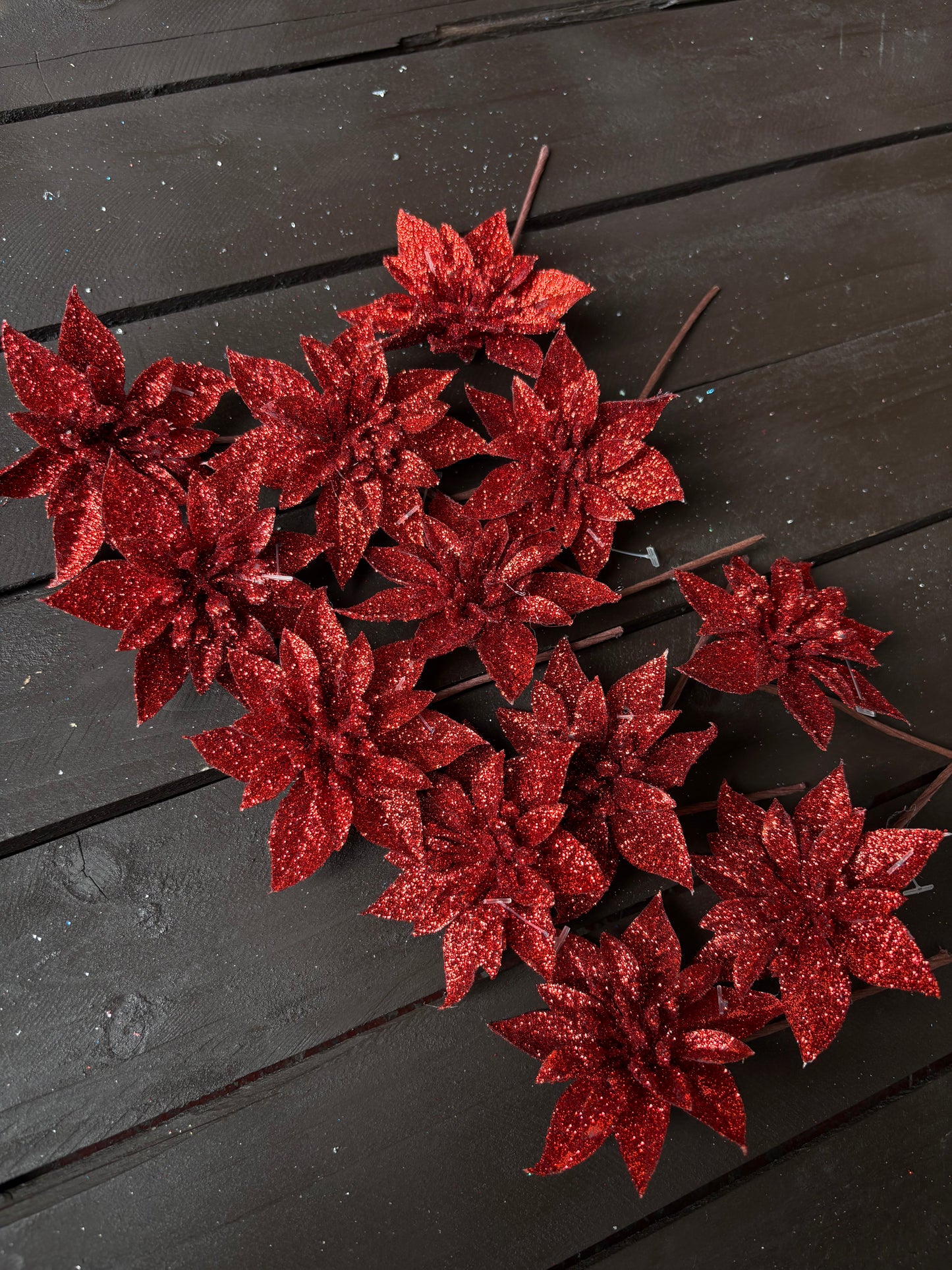 BAG 12cm SINGLE POINSETTIA x 12pcs RED