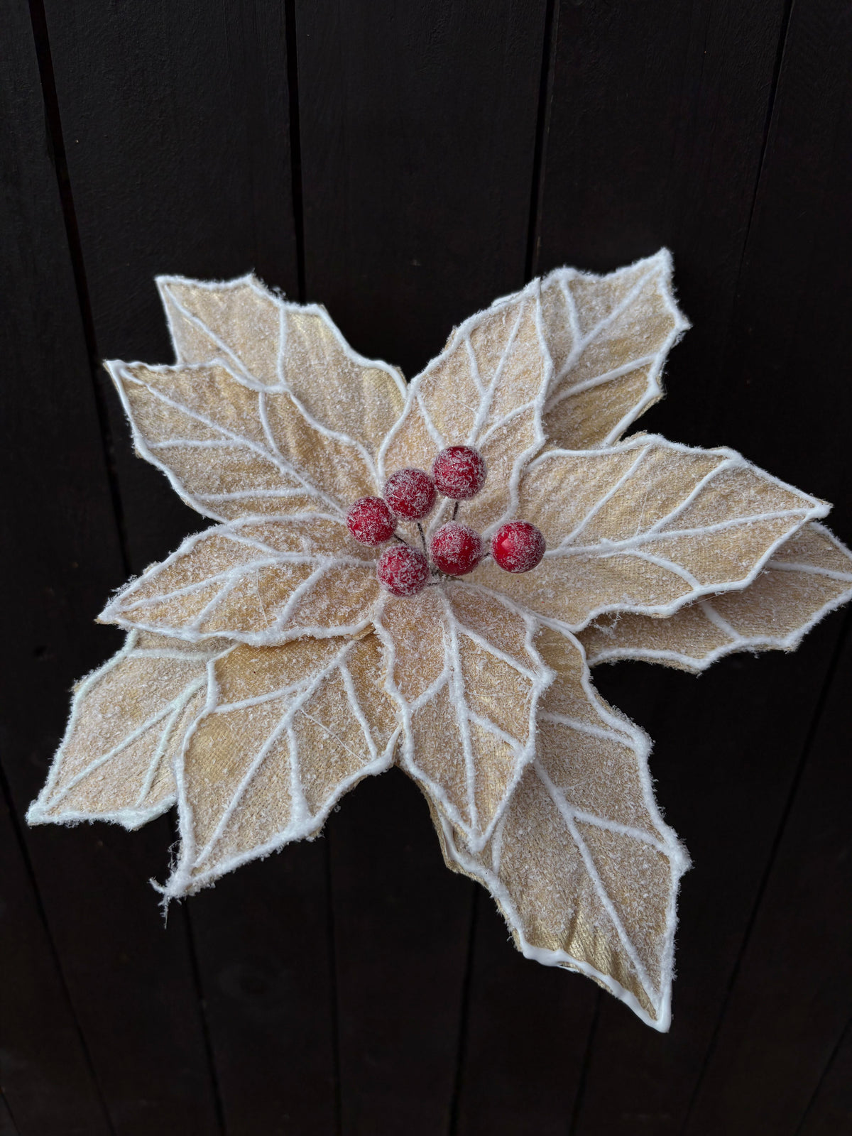 27cm FROSTED GINGERBREAD POINSETTIA NATURAL
