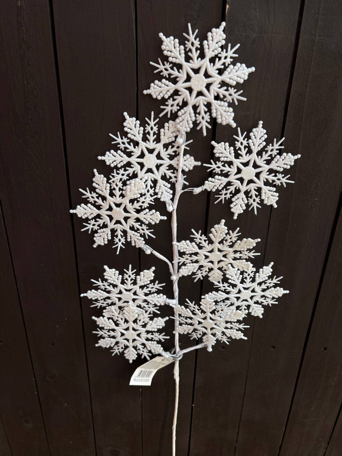 70cm SILVER GLITTER SNOWFLAKE STEM
