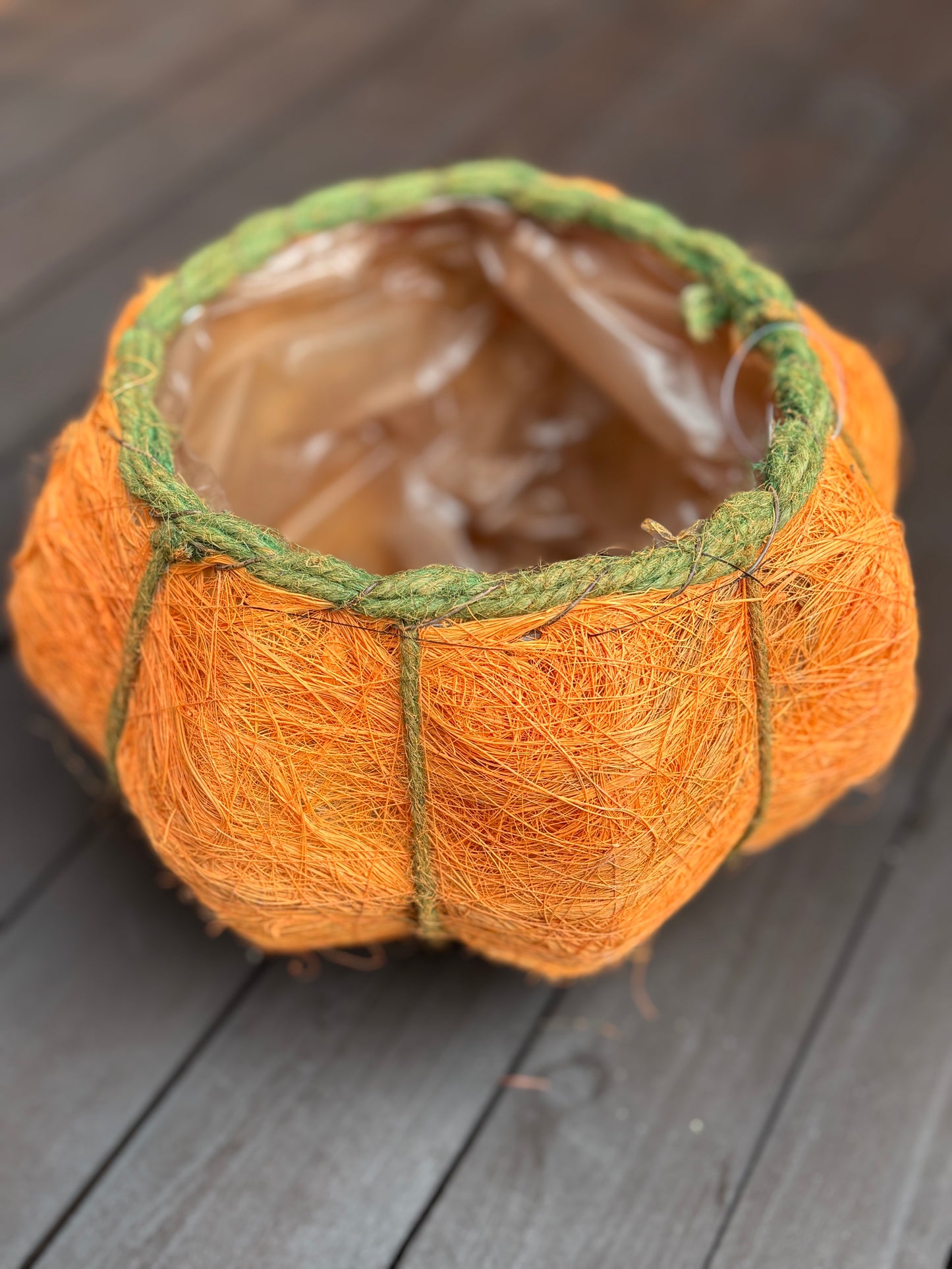 25cm LARGE SISAL PUMPKIN PLANTER ORANGE