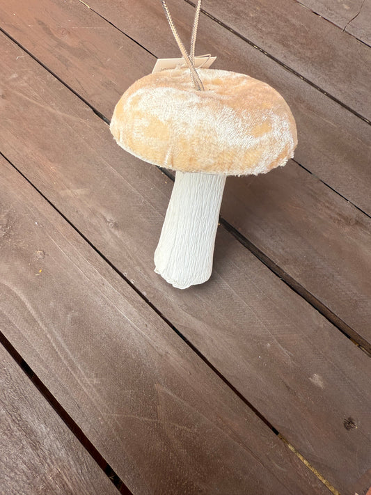 12CM VELVET HANGING MUSHROOM CREAM