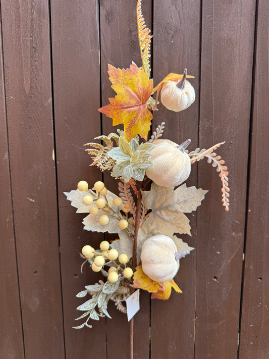 67CM DELUXE AUTUMN PUMPKIN SPRAY IVORY