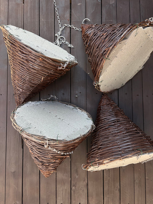 PACK 4 READY PREPPED 12" CONE HANGING BASKETS