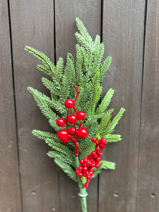 50cm SPRUCE SPRAY WITH RED BERRIES