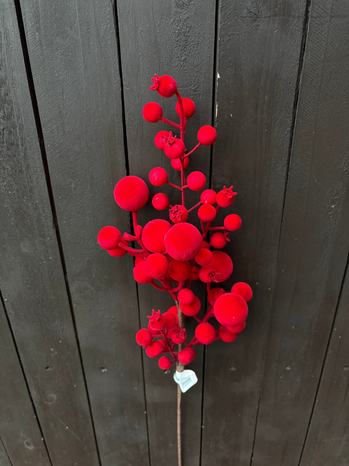 60cm MIXED ROSEHIP FLOCKFOAM BERRY SPRAY DARK RED
