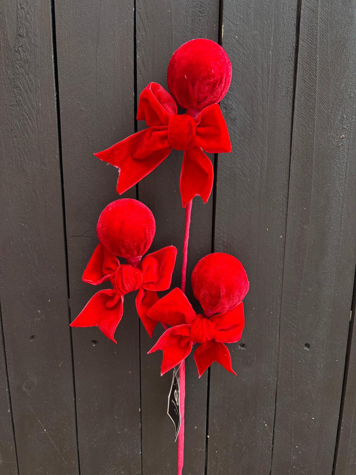 57cm VELVET BOWBALL SPRAY DARK RED