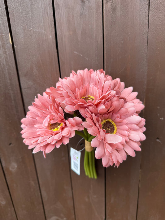 23cm GERBERA BUNDLE (6 HEADS) DUSTY PINK