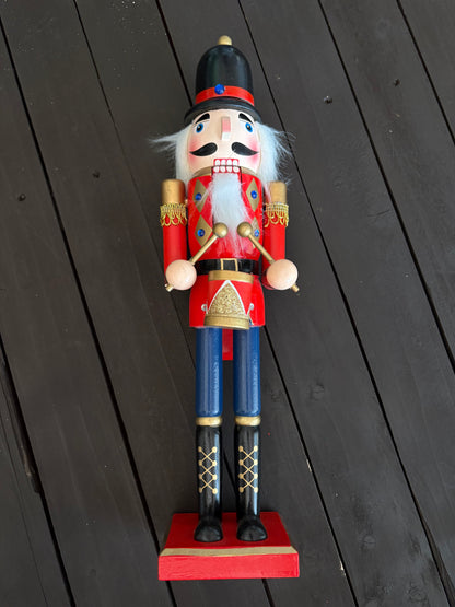 40cm WOODEN NUTCRACKER FIGURE BLUE/RED