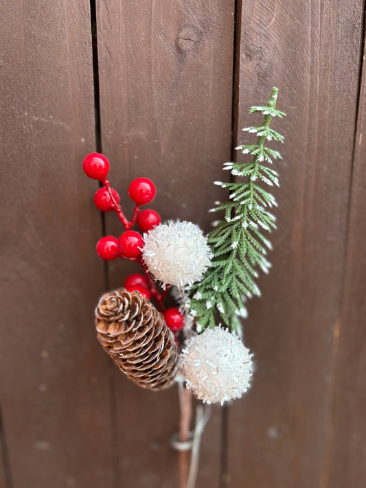 32CM DOUBLE SNOWBALL & TREE PICK