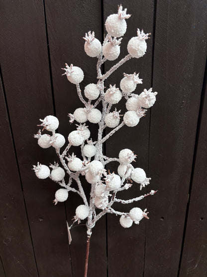 61cm FROSTED ROSEHIP STEM WHITE