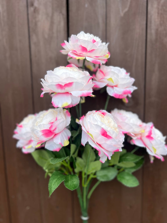 LARGE ENGLISH ROSE BUNCH PINK TIPPED