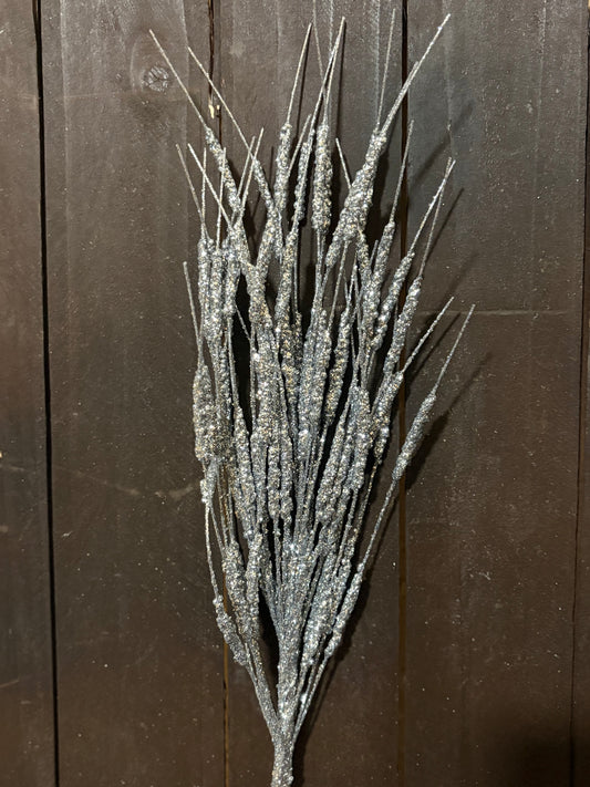 43cm SILVER GLITTER BURST SPRAY
